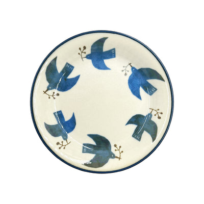 Japanese Ceramic Serving Plate 21.5cm Blue Seagull
