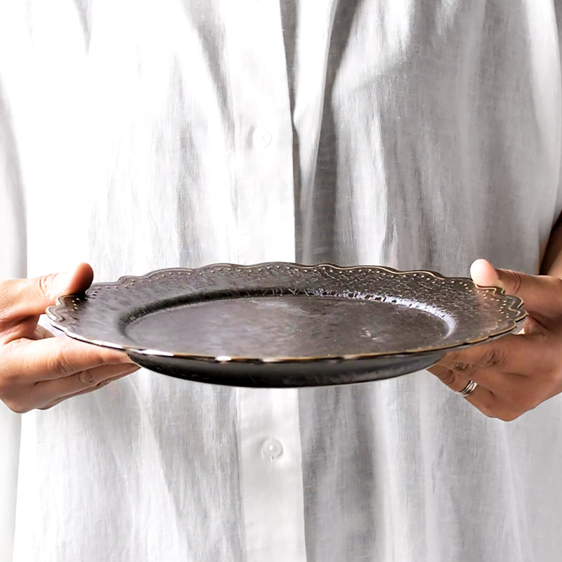 Japanese Plate 23cm Minorutouki Omnis Kuro Brown