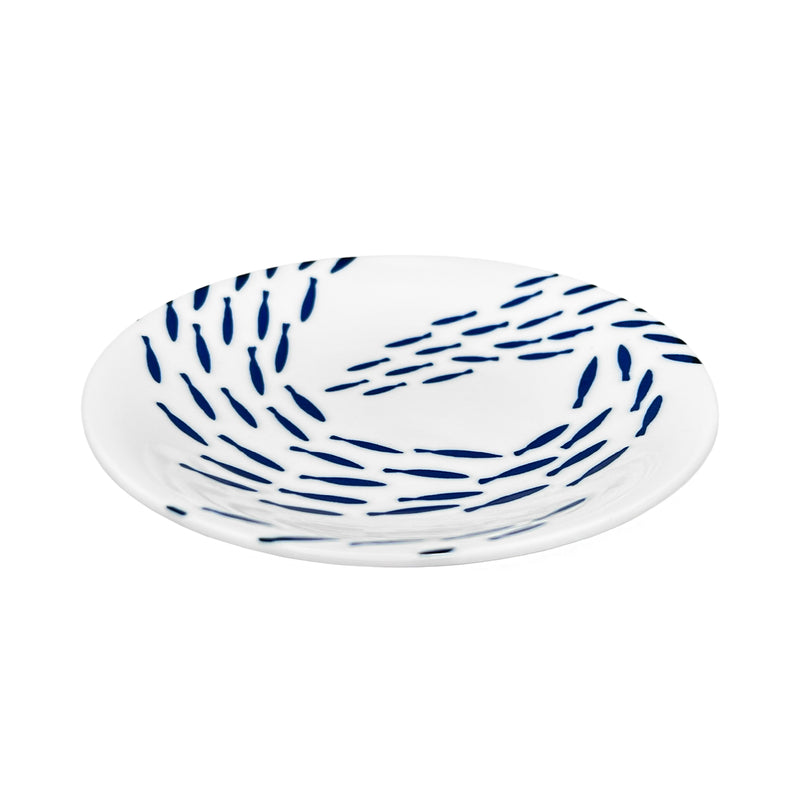 Japanese Pottery Side Plate 13.5cm Fish Tornado
