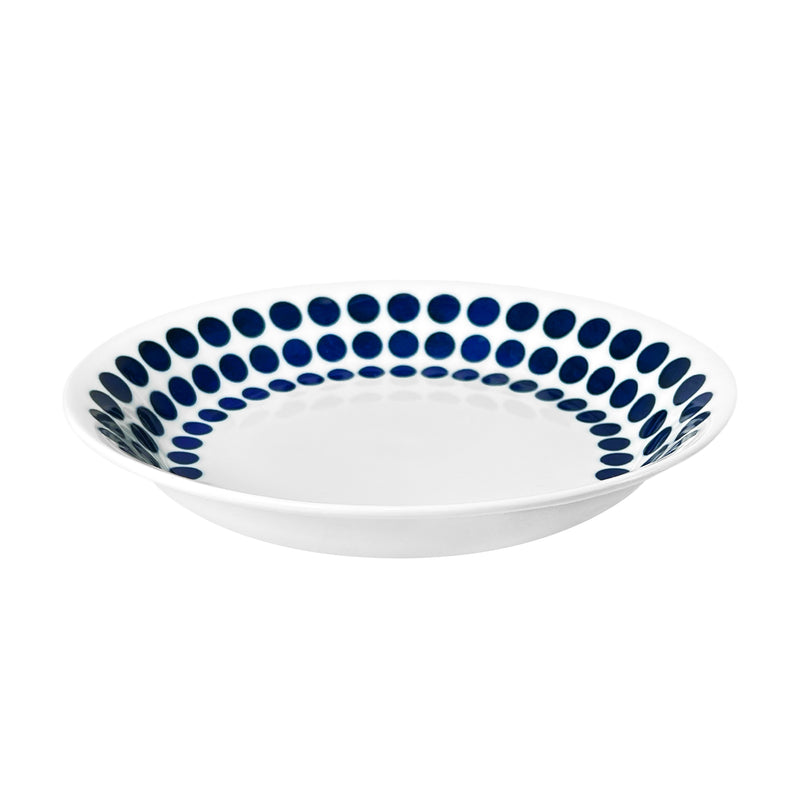 Japanese Mino Ware Serving Plate 21.5cm Blue Dots