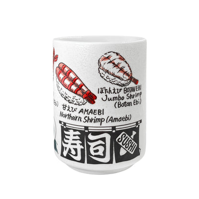 Japanese Ceramic Tea Cup EBI Shrimp Sushi 350ml