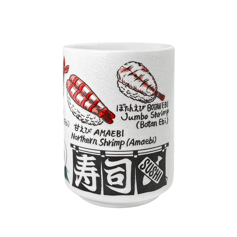 Japanese Ceramic Tea Cup EBI Shrimp Sushi 350ml