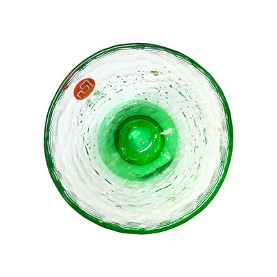 Gold-flecked Emerald Glass Sake Cup 7cm Crafted In Japan