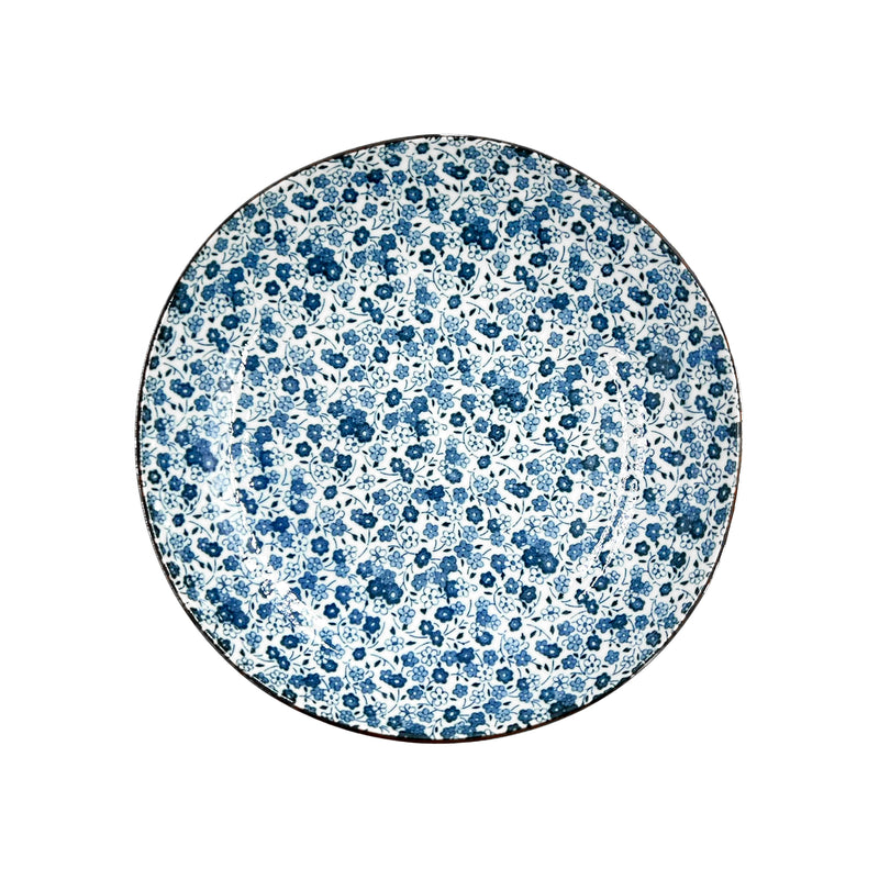 Japanese Serving Plate Series 21cm Various Flowers Blue