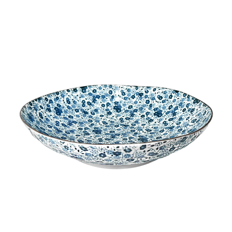 Japanese Serving Plate Series 21cm Various Flowers Blue