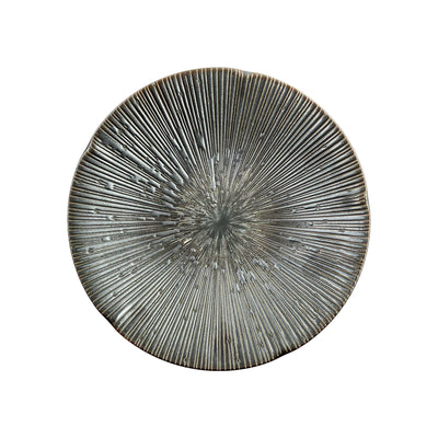 Ceramic Serving Plate 22cm Sendan Tokusa Dark Grey Handmade In Japan