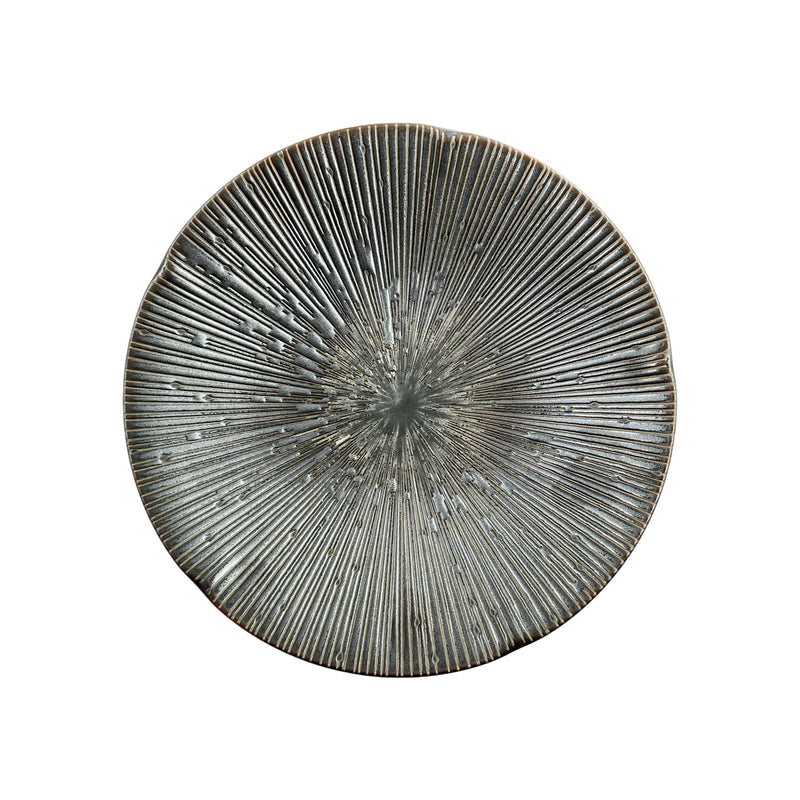 Ceramic Serving Plate 22cm Sendan Tokusa Dark Grey Handmade In Japan