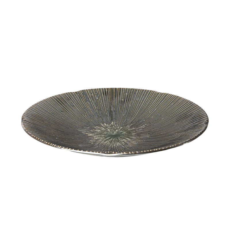 Ceramic Serving Plate 22cm Sendan Tokusa Dark Grey Handmade In Japan