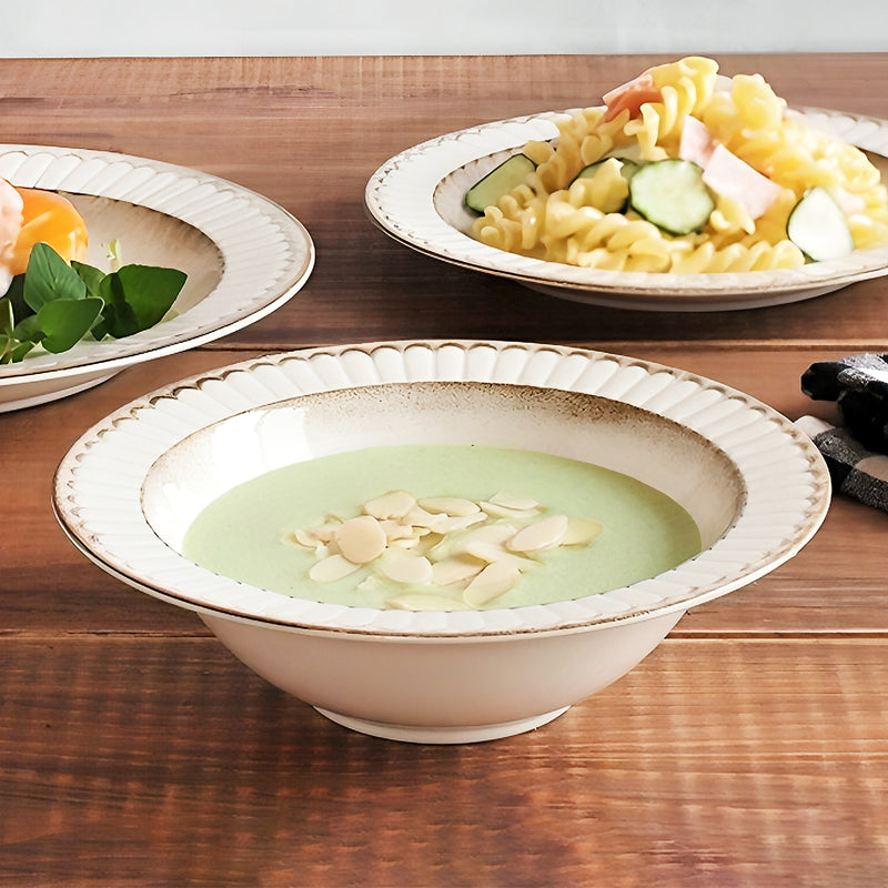 Japanese Ceramic Serving Bowl 17.5cm French Cream
