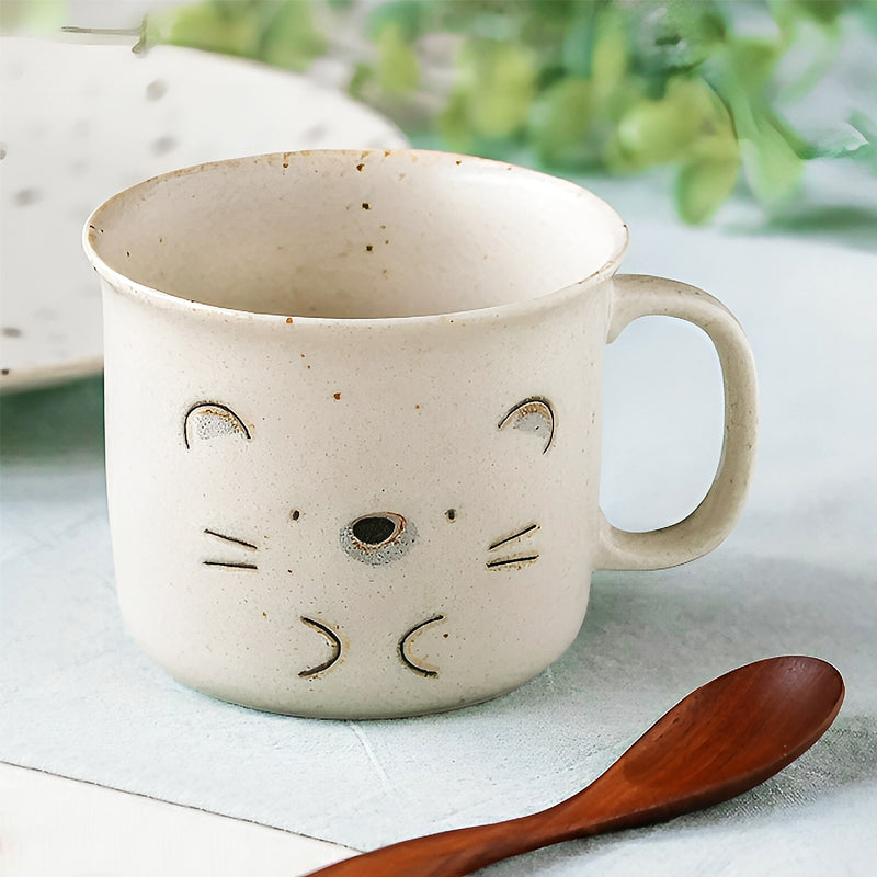 Japanese Ceramic MOGUMOGU Cup Mug With Handle Cute Hedgehog 450ml