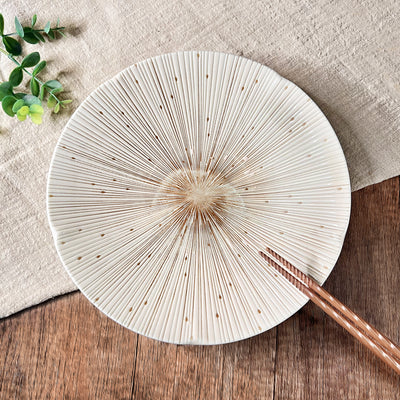 Ceramic Serving Plate 22cm Sendan Tokusa Beige Handmade In Japan