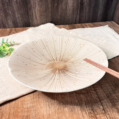 Ceramic Serving Plate 22cm Sendan Tokusa Beige Handmade In Japan