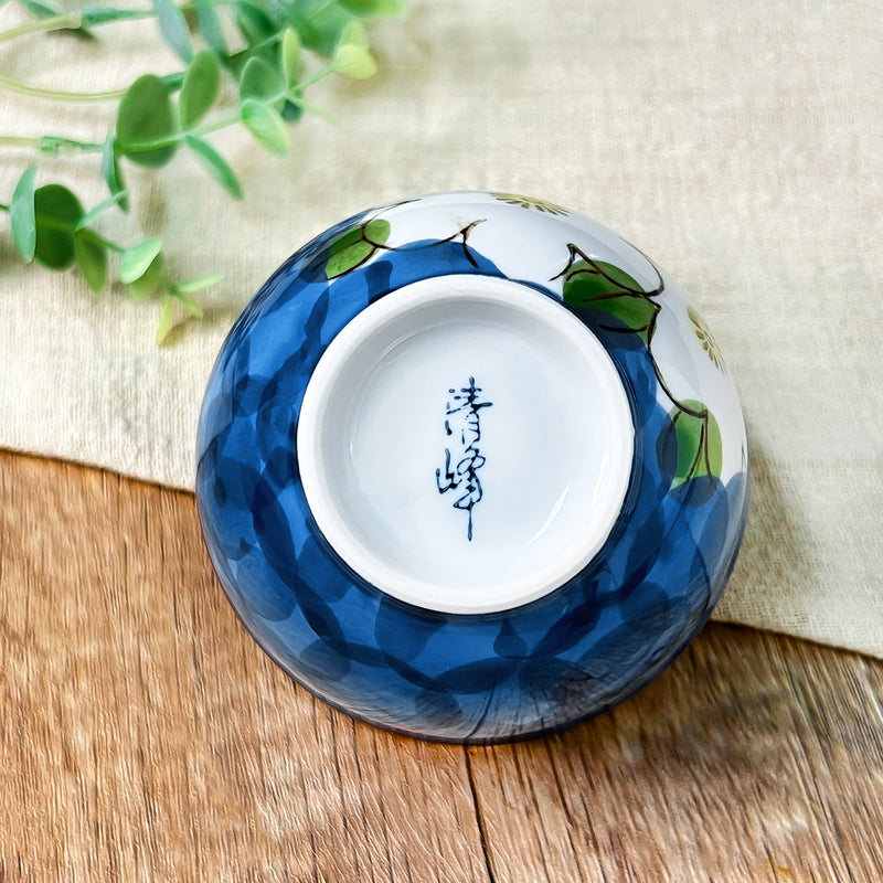Japanese Ceramic Tea Cup Camellia Blue 300ml