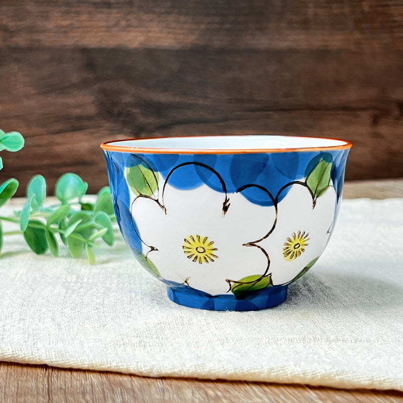 Japanese Ceramic Tea Cup Camellia Blue 300ml