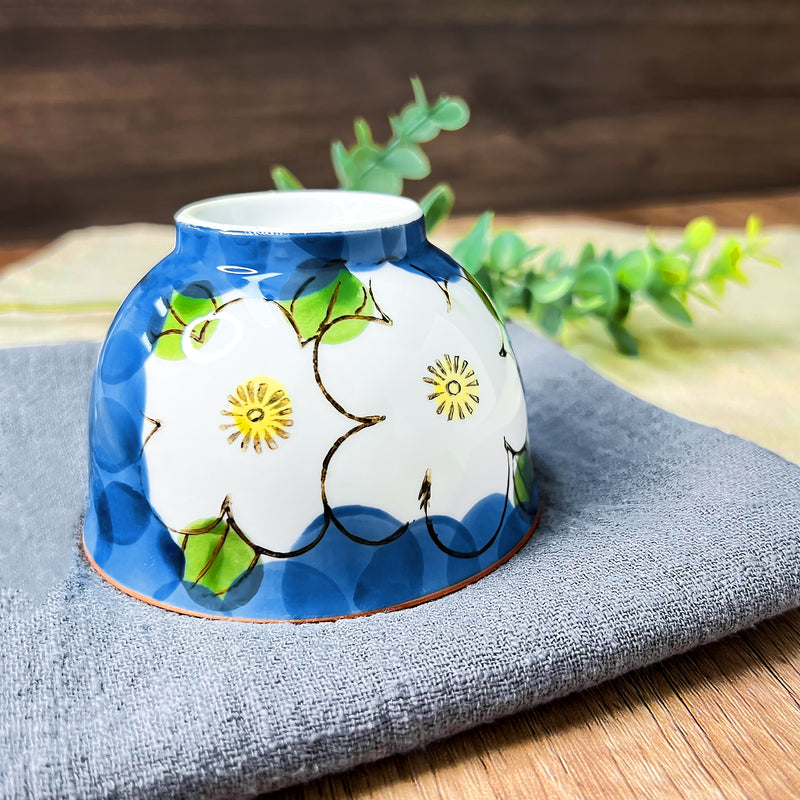 Japanese Ceramic Tea Cup Camellia Blue 300ml