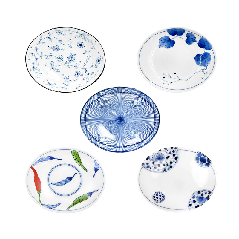 Japanese Set of 5 Oval Side Plates Minoware 16cm
