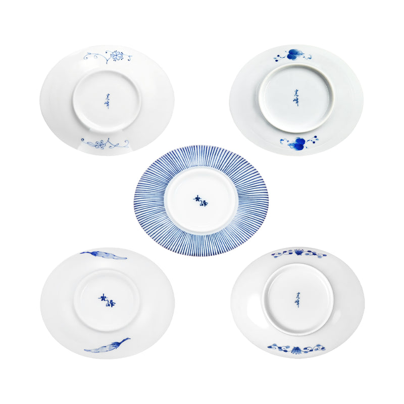 Japanese Set of 5 Oval Side Plates Minoware 16cm