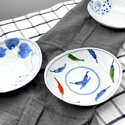 Japanese Set of 5 Oval Side Plates Minoware 16cm