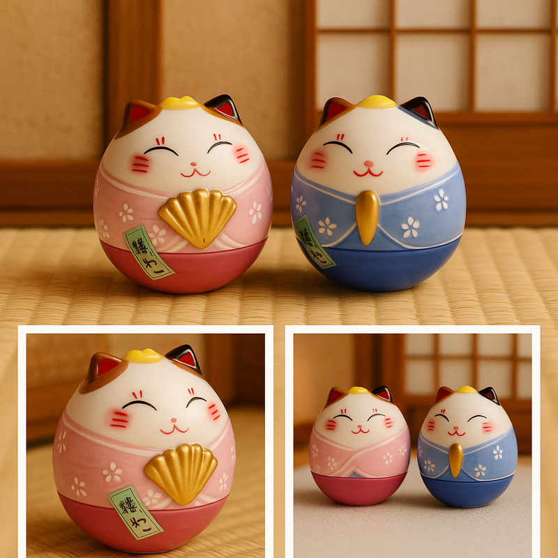“Humpty Dumpty” Maneki-Neko Pair