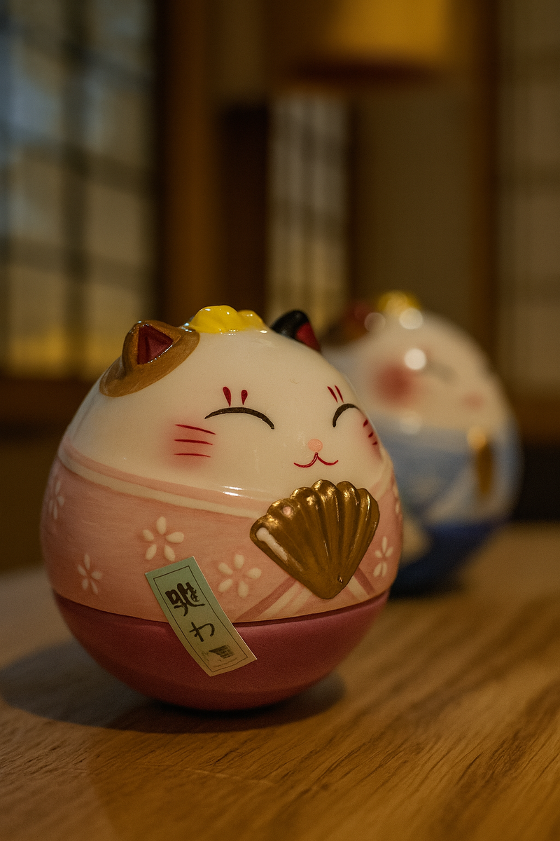 “Humpty Dumpty” Maneki-Neko Pair