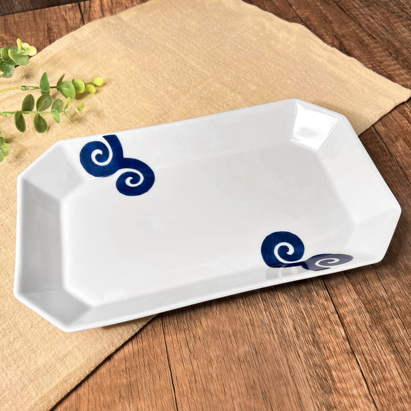 Japanese Ceramic Serving Dish 25cm Blue Vine