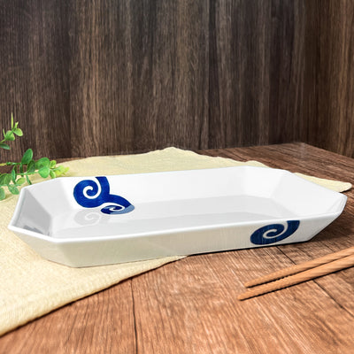 Japanese Ceramic Serving Dish 25cm Blue Vine