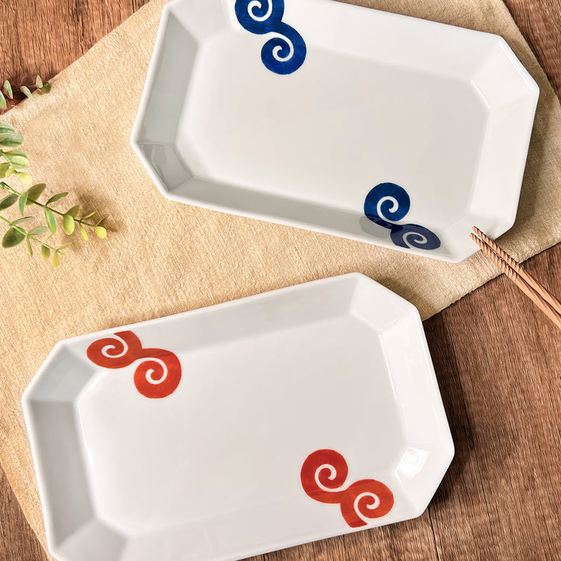 Japanese Ceramic Serving Dish 25cm Blue Vine