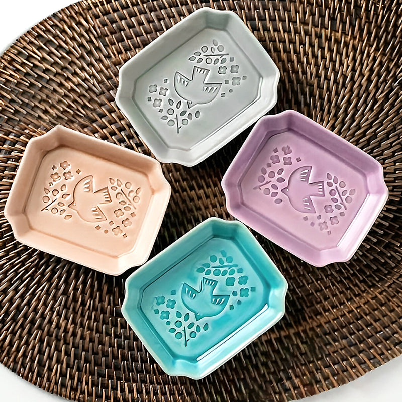 Minoru Pottery Mino Ware PIENI-Lintu 105mm Mini Plate Orchid