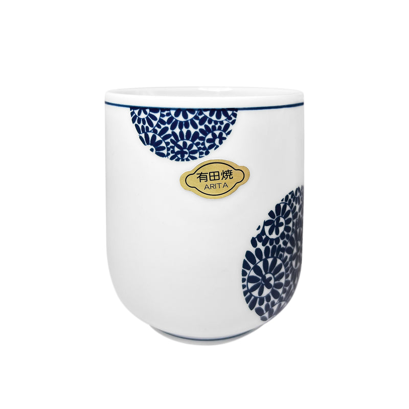 Japanese Ceramic Tea Cup Blue Vines 300ml