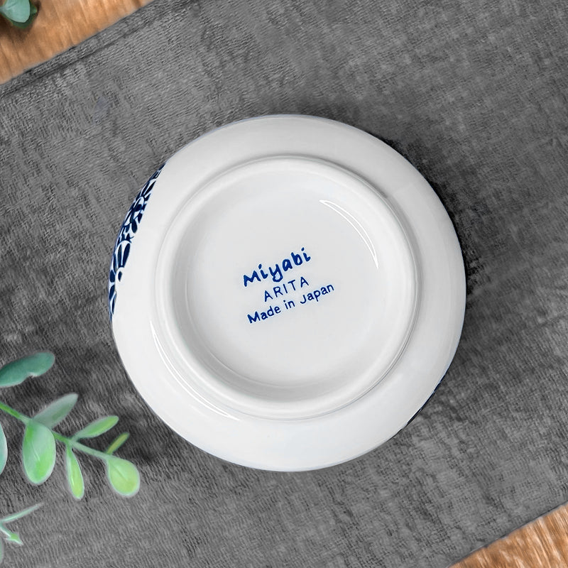 Japanese Ceramic Tea Cup Blue Vines 300ml