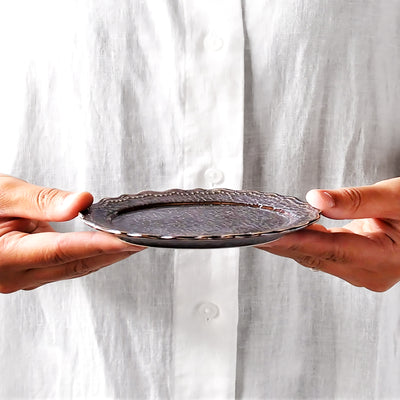 Japanese Oval Sauce Dish 12cm Minorutouki Omnis Kuro Brown