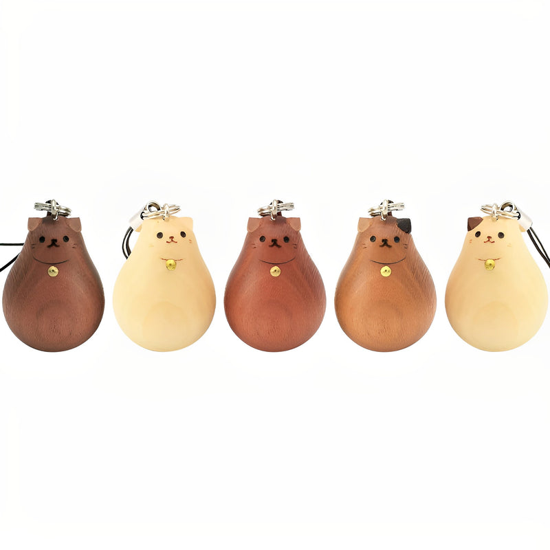 Handmade Natural Wood Keychain Pendant Series Kitty Cat