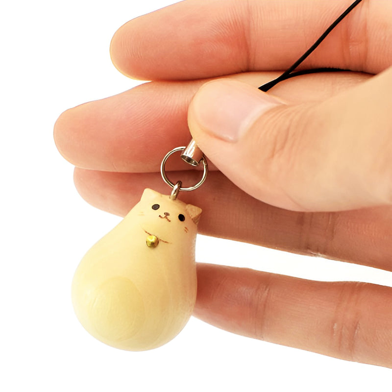 Handmade Natural Wood Keychain Pendant Series Kitty Cat