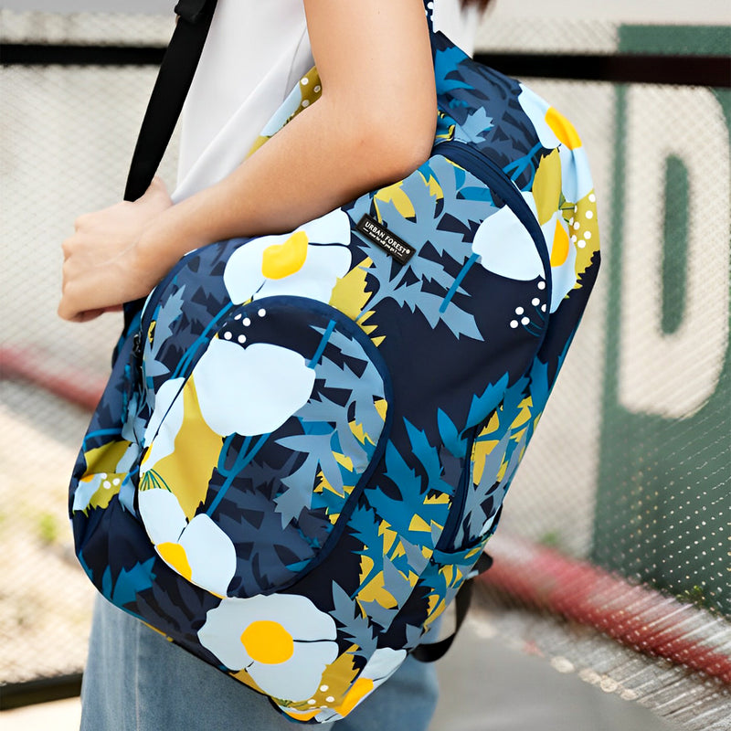 Urban Tree Backpack Urban Forest Tree Foldable Backpack Bag Meconopsis Blue – Gokan