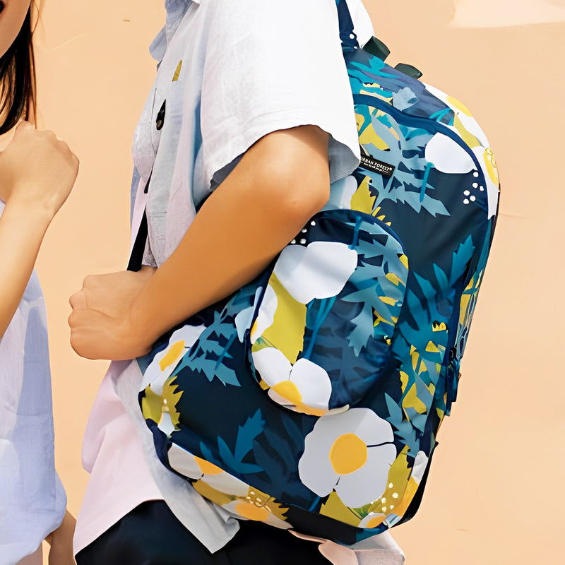 Urban Tree Backpack Urban Forest Tree Foldable Backpack Bag Meconopsis Blue – Gokan
