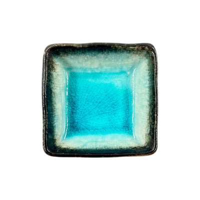 Japanese Square Sauce Dish 7cm Retro Turquoise