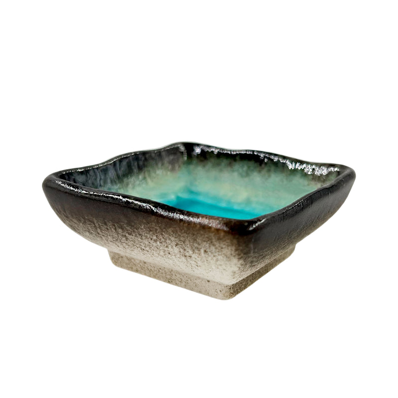 Japanese Square Sauce Dish 7cm Retro Turquoise