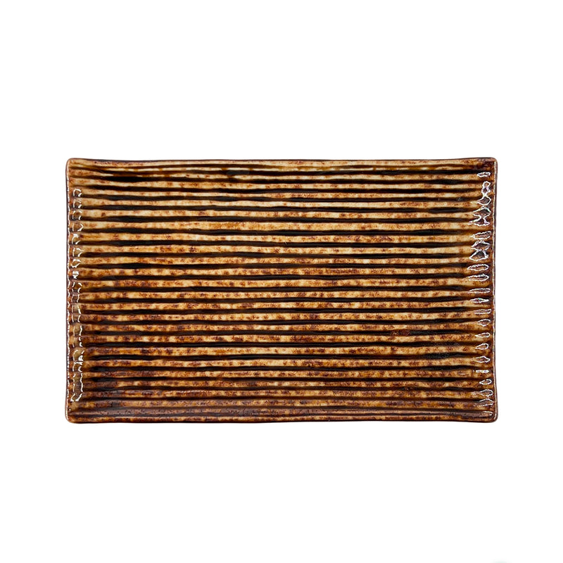 Japanese Fusion Rectangular Display Plate 240mm Caramel