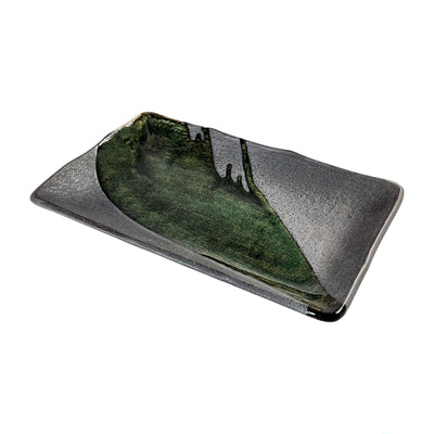 Japanese Rectangular Ceramic Plate 21cm Green Zen