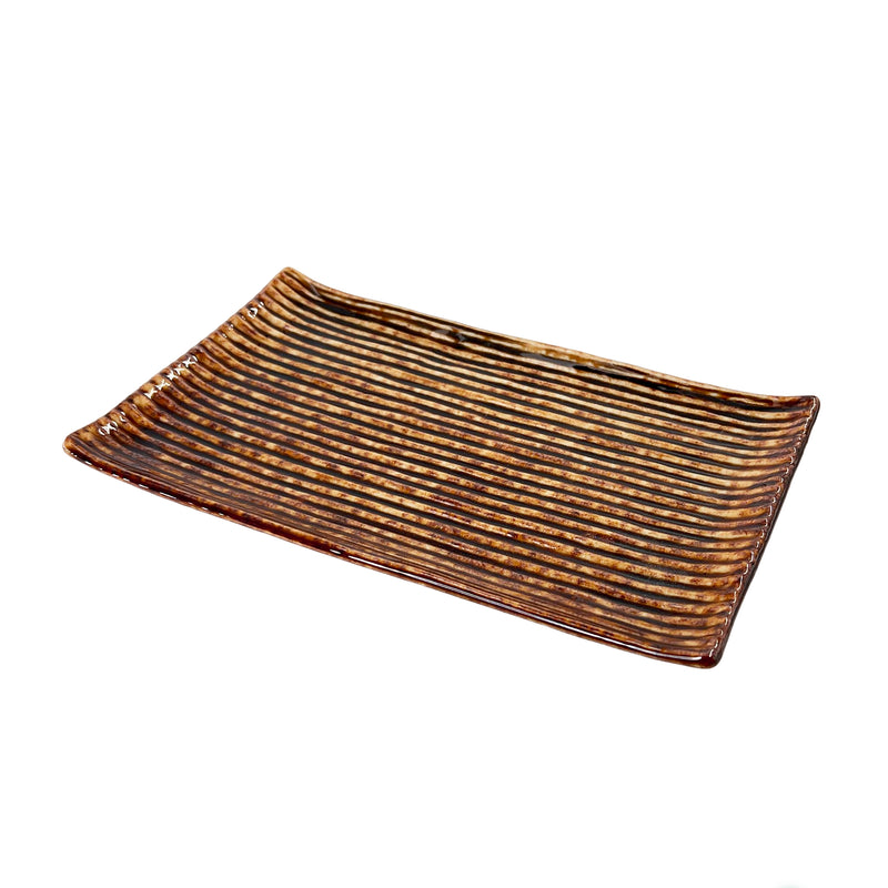 Japanese Fusion Rectangular Display Plate 240mm Caramel