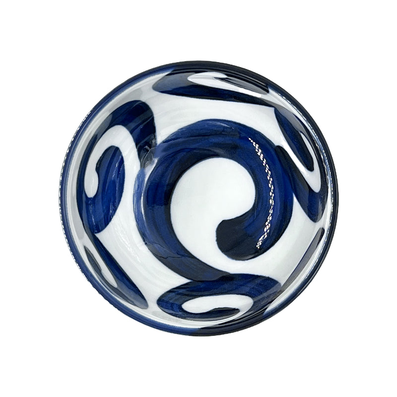 Japanese Ceramic Rice Bowl 13cm Blue Vines