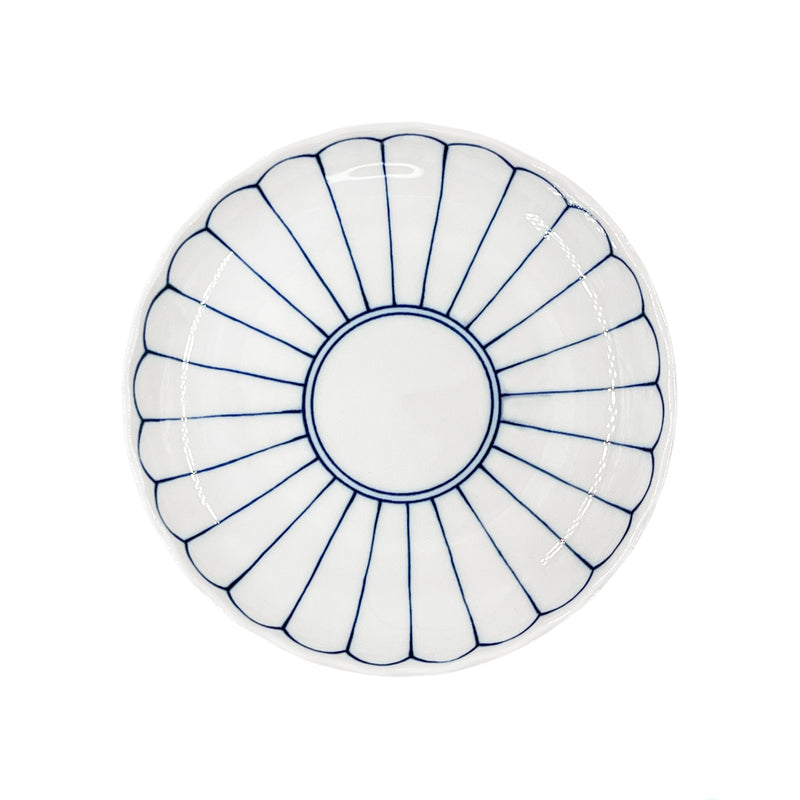 Japanese Large Serving Bowl 20cm Blue Chrysanthemum