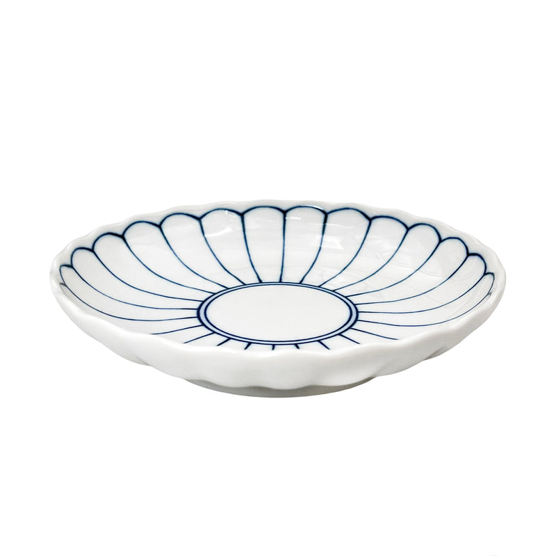 Japanese Side Plate 16.5cm Blue Chrysanthemum