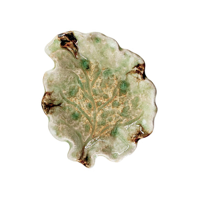 Handmade Ceramic Leaf Plate 17.5cm Jade Green
