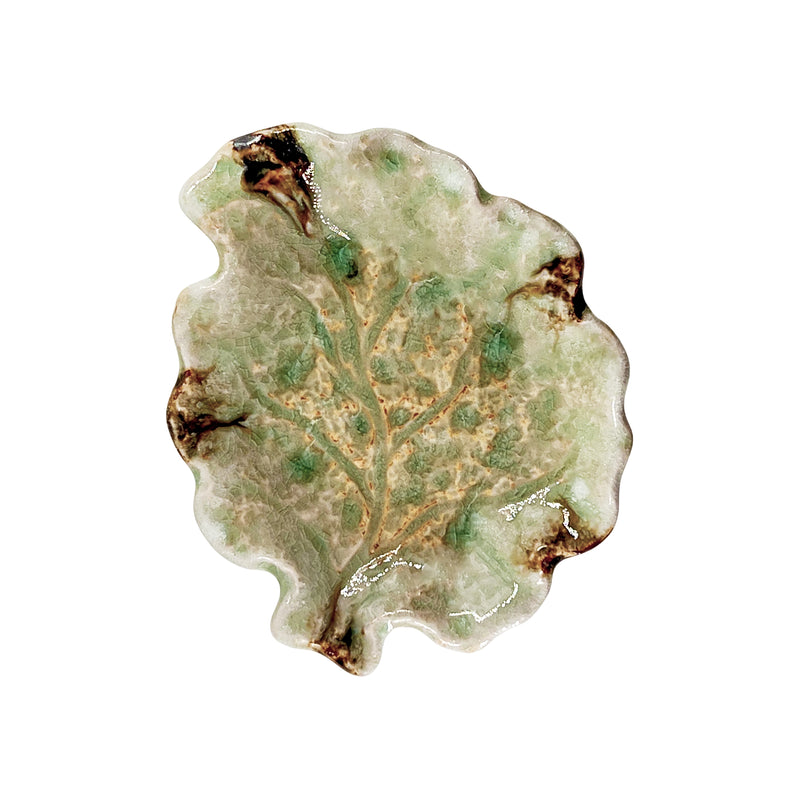 Handmade Ceramic Leaf Plate 17.5cm Jade Green