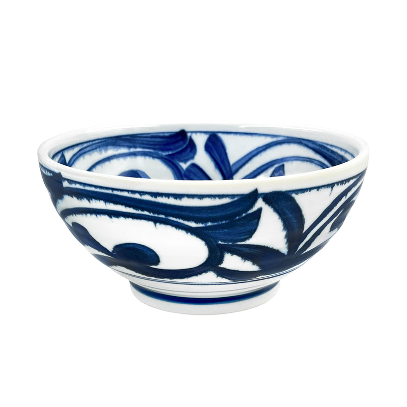 Large Ramen Noodle Bowl 18.5cm Blue Leaves & Vines