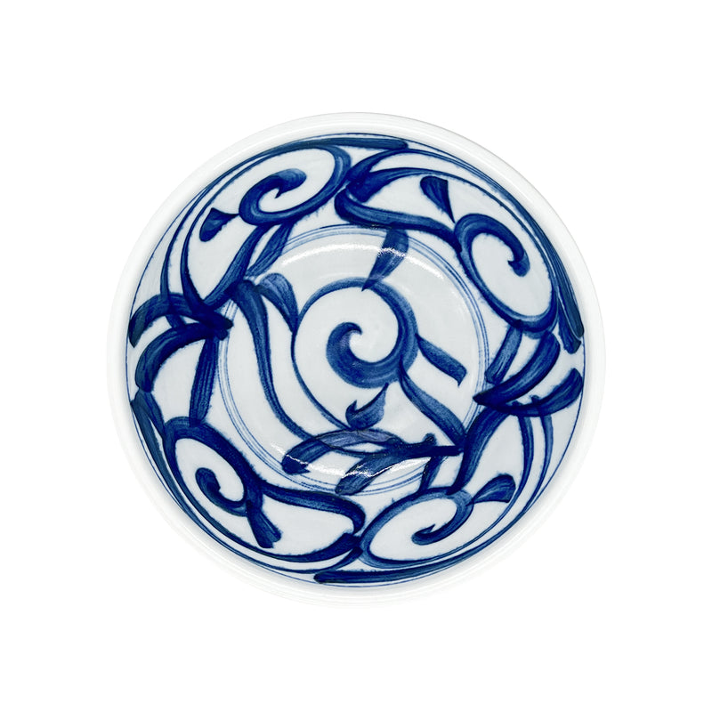 Large Ramen Noodle Bowl 18.5cm Blue Leaves & Vines