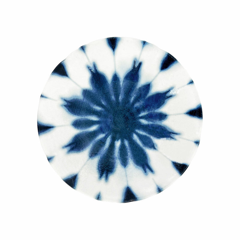 Japanese Serving Plate 24.5cm Blue Azure Swirl