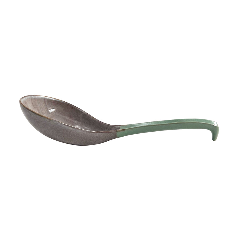 Japanese Spoon & Holder Set Green Grey