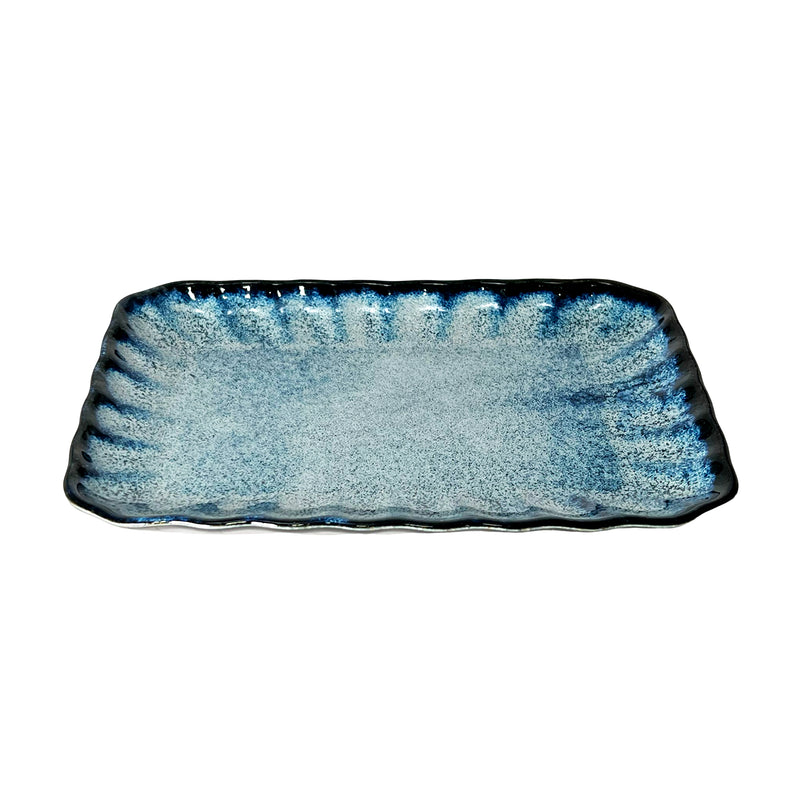 Japanese Serving Plate Rectangle 19.5cm Indigo Glaze